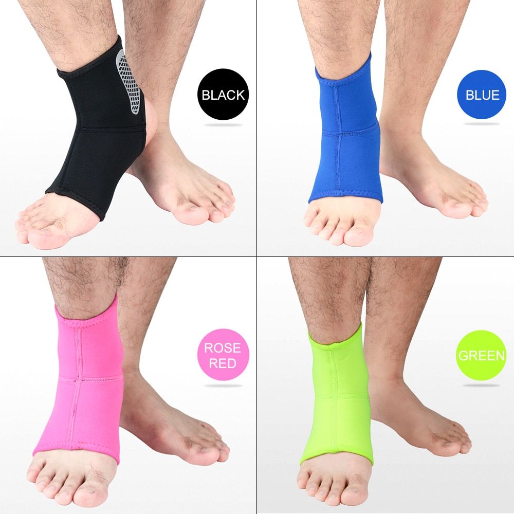 1 PC Sports Ankle  Compression Sleeves Support Foot Protective Gear Fitness Running Ankle Support Equipment Safety-Black Silver-1 Piece