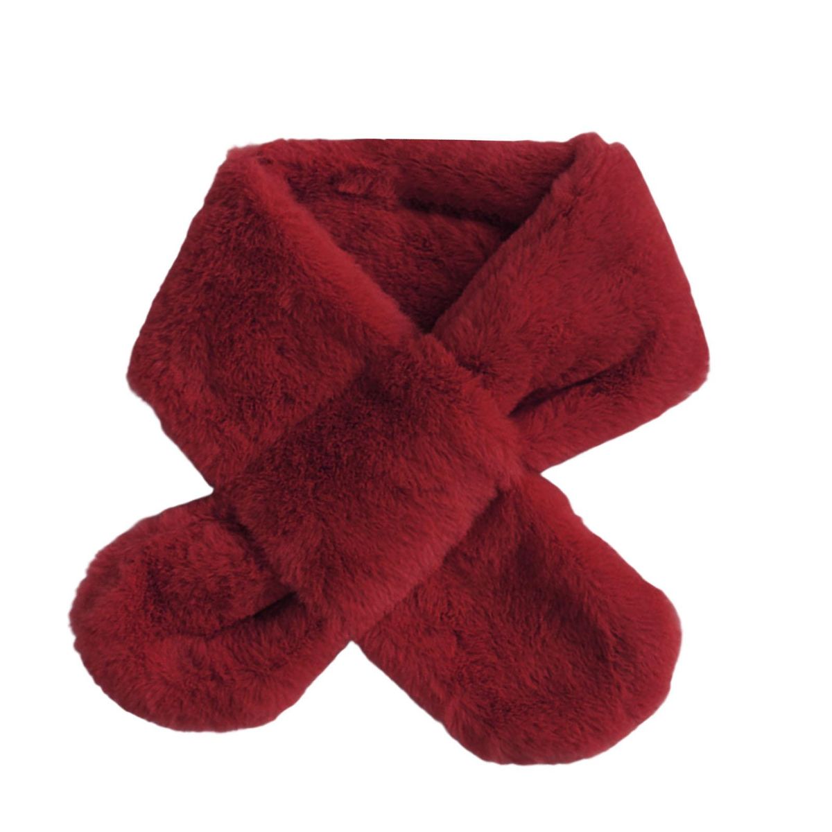 Children Scarf Baby Thickened Faux Rabbit Fur Scarf Wine Red