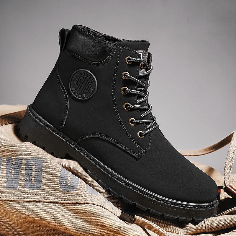 New Arrival Retro Chelsea Boots Men's Shoes EUR Size 39-46 Luxury Quality Handmade Leather Martin Boots Male High-top Shoes Fashion Motorcycle Ankle Boots Lace Up Winter Casual Shoes Black