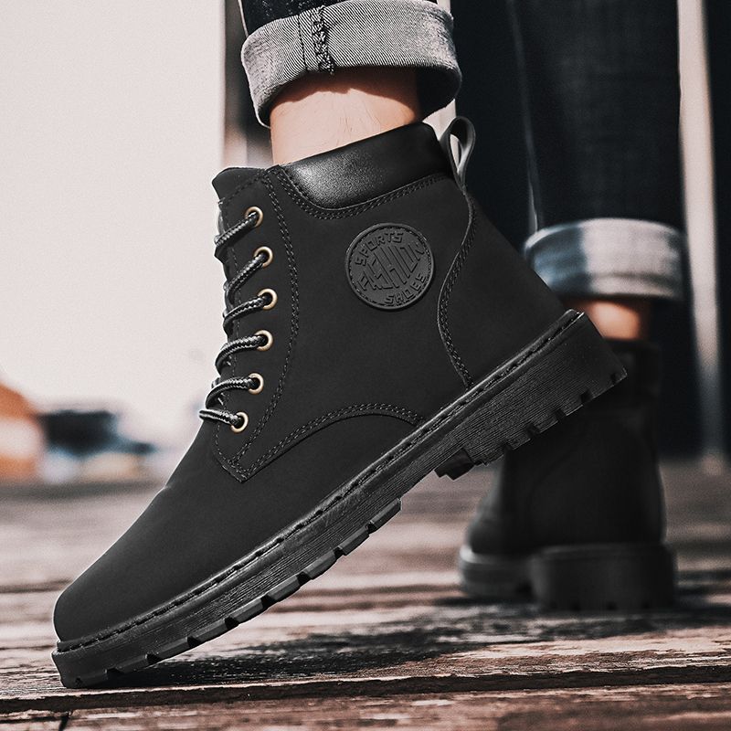 New Arrival Retro Chelsea Boots Men's Shoes EUR Size 39-46 Luxury Quality Handmade Leather Martin Boots Male High-top Shoes Fashion Motorcycle Ankle Boots Lace Up Winter Casual Shoes Black