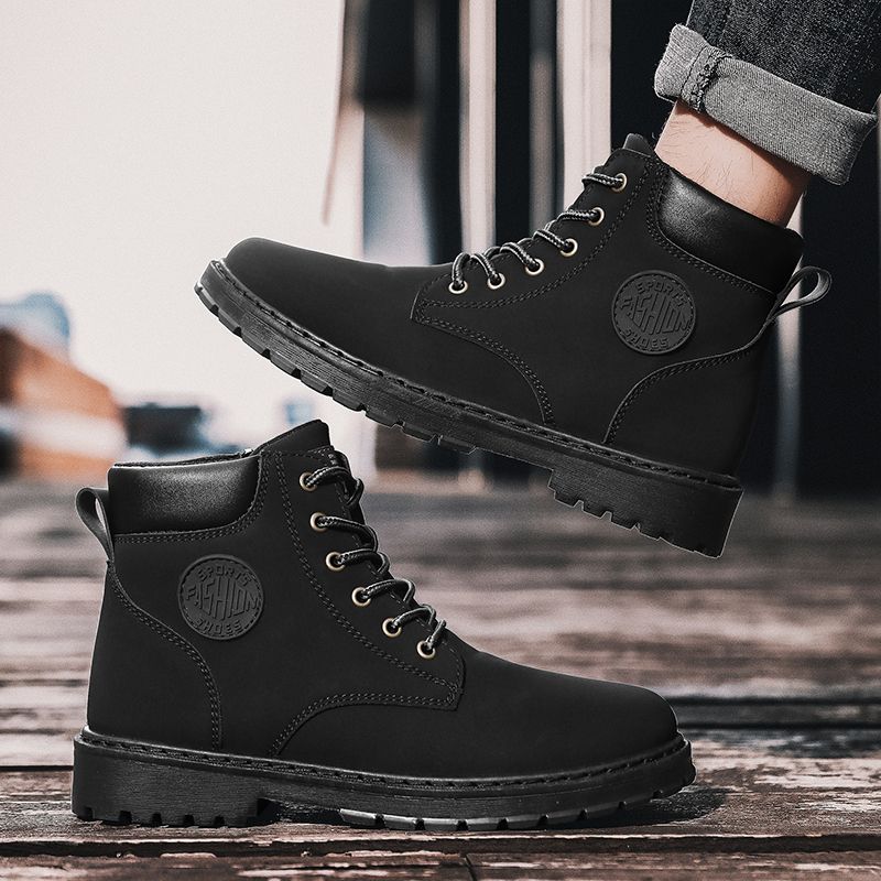 New Arrival Retro Chelsea Boots Men's Shoes EUR Size 39-46 Luxury Quality Handmade Leather Martin Boots Male High-top Shoes Fashion Motorcycle Ankle Boots Lace Up Winter Casual Shoes Black