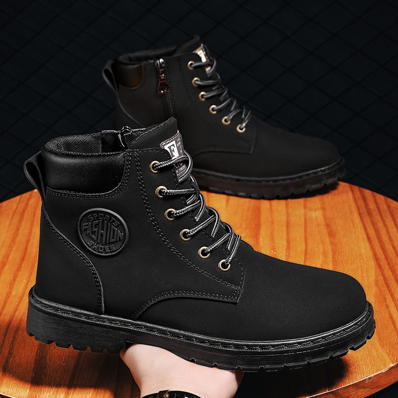 New Arrival Retro Chelsea Boots Men's Shoes EUR Size 39-46 Luxury Quality Handmade Leather Martin Boots Male High-top Shoes Fashion Motorcycle Ankle Boots Lace Up Winter Casual Shoes Black