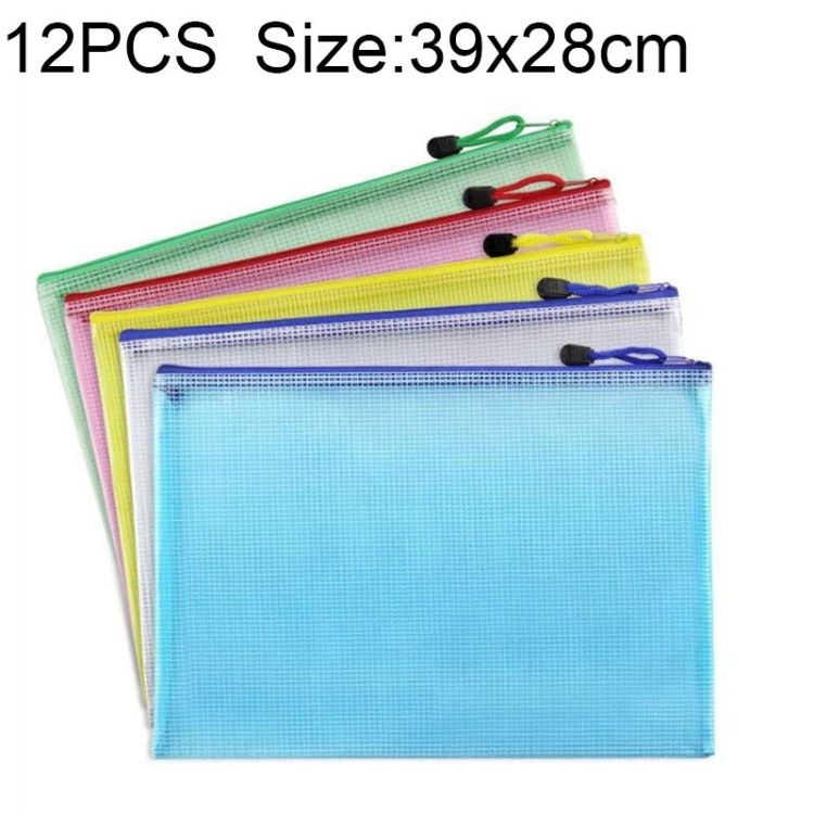 12 In 1 B4 Zipper Plastic Mesh Stationery Bag