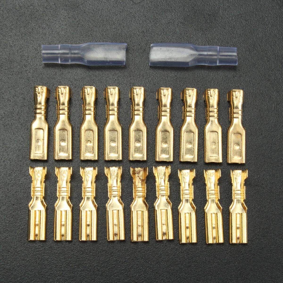 100Pcs 2.8mm Copper Spade Connector Female Terminals 22~16AWG 0.5mm Sleeve