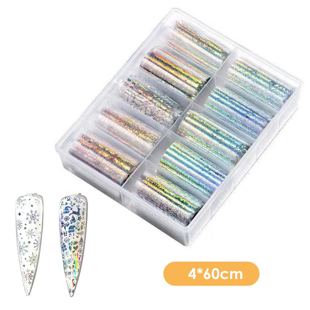 10Pcs/Pack Nail Foil Transfer Sticker Christmas Hallowmas
