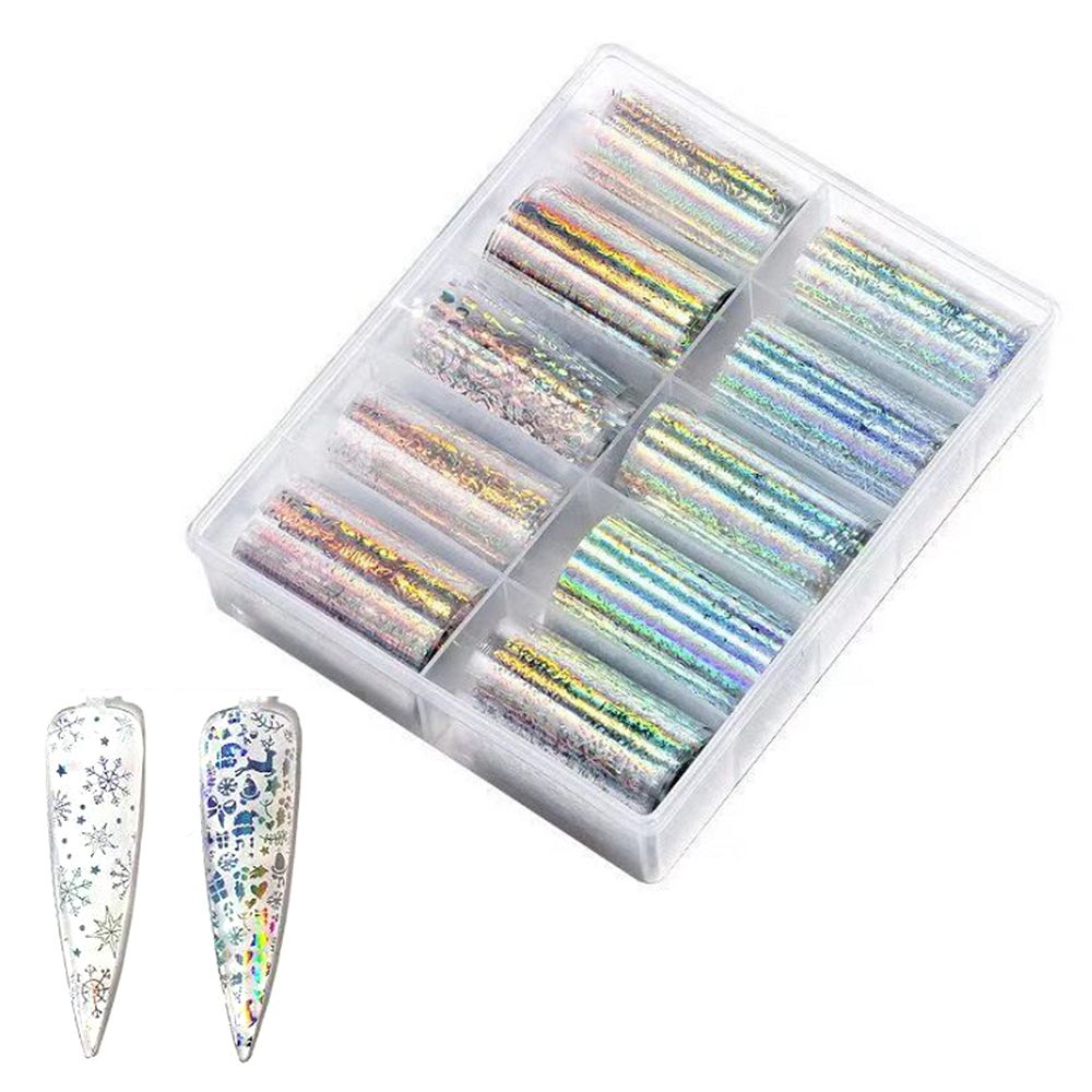 10Pcs/Pack Nail Foil Transfer Sticker Christmas Hallowmas