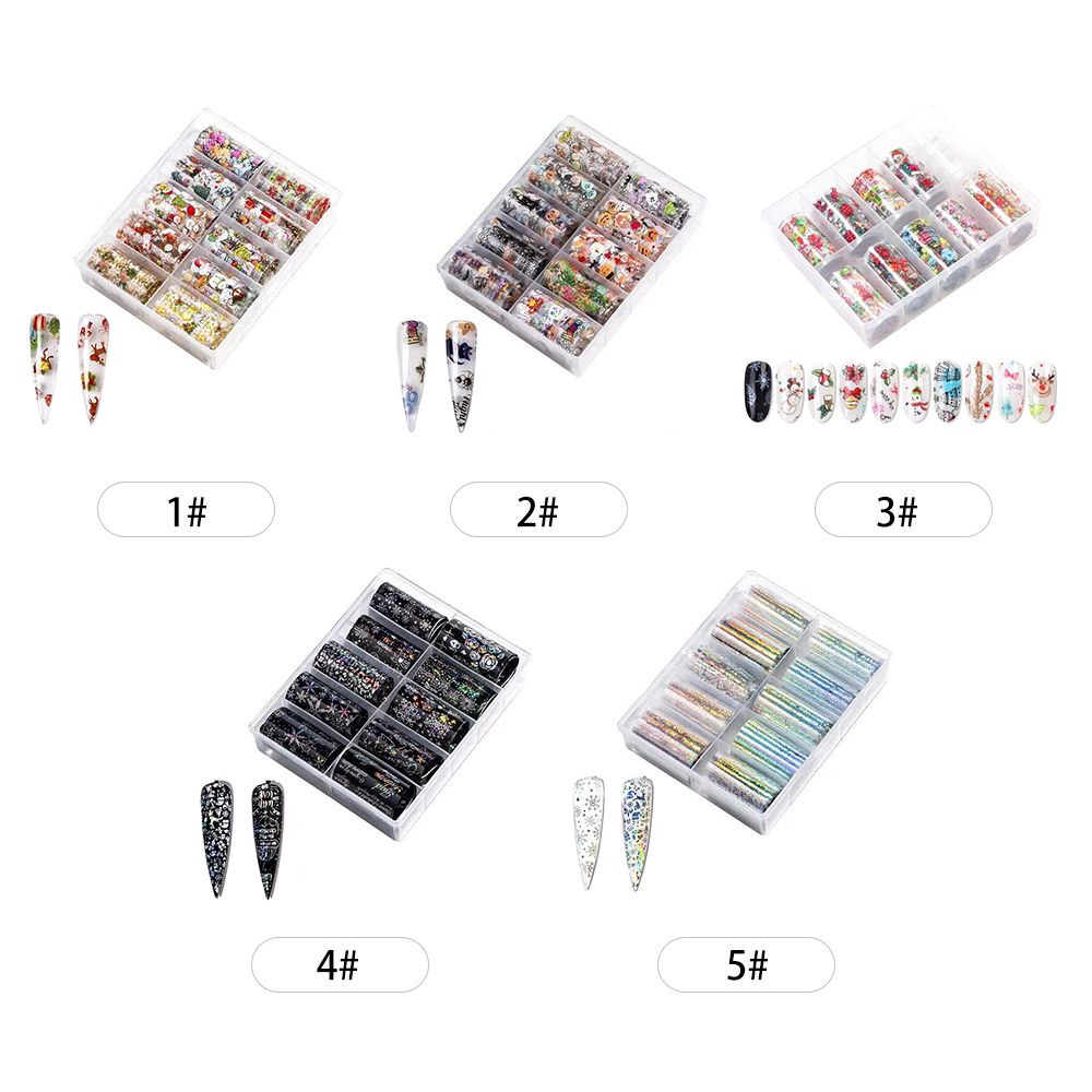 10Pcs/Pack Nail Foil Transfer Sticker Christmas Hallowmas