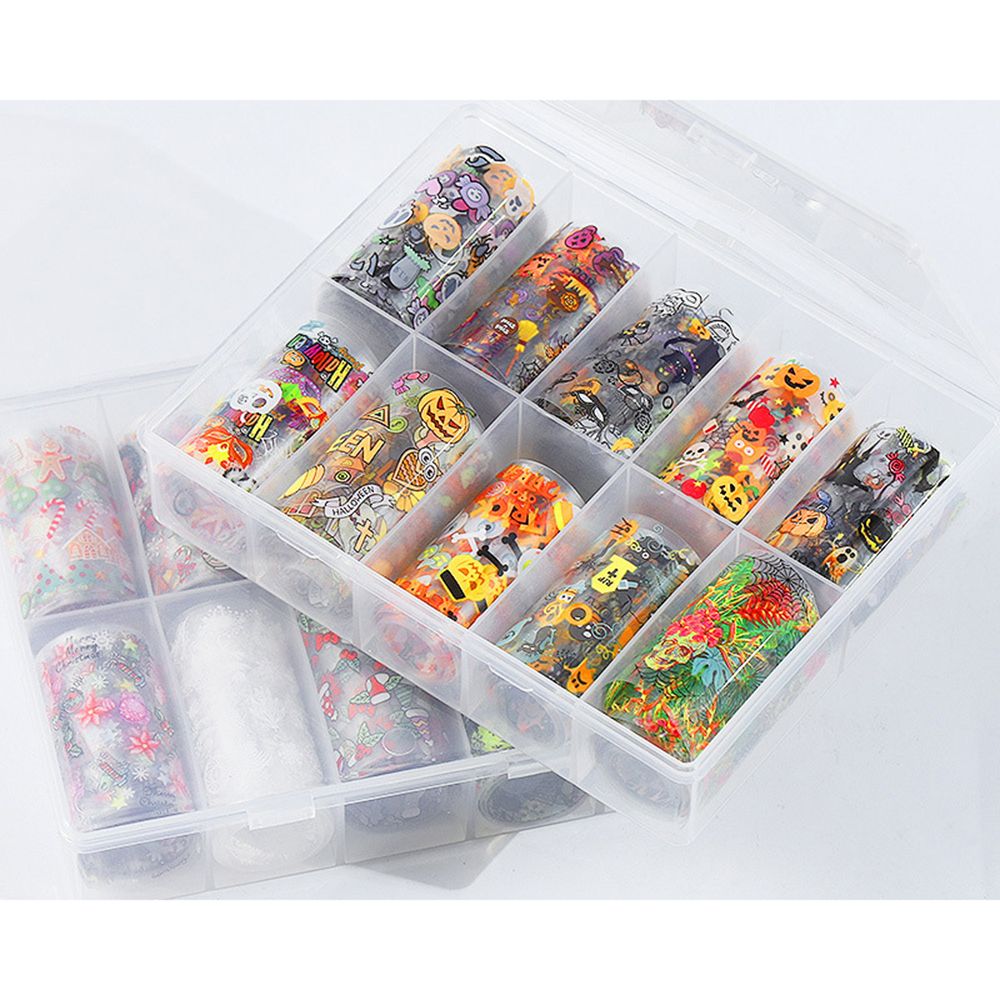 10Pcs/Pack Nail Foil Transfer Sticker Christmas Hallowmas