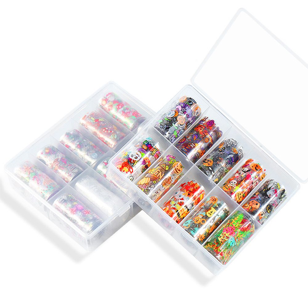10Pcs/Pack Nail Foil Transfer Sticker Christmas Hallowmas