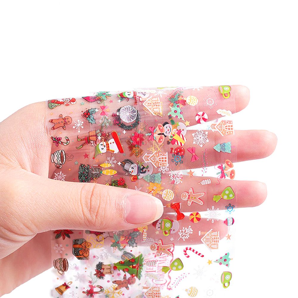 10Pcs/Pack Nail Foil Transfer Sticker Christmas Hallowmas