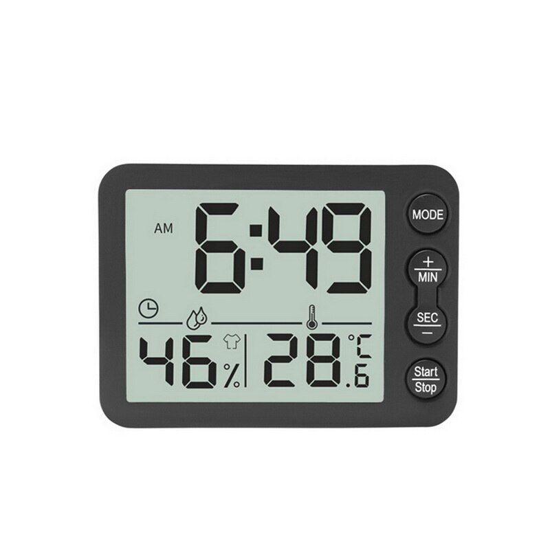 Digital Hygrometer Thermometer Room Temperature Humidity Gauge Mini Desk Clock For Indoor Home Office