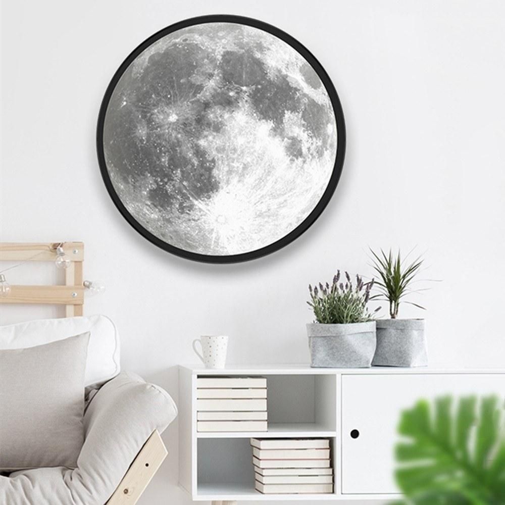 USB Powered Makeup Mirror Moon Lamp 3 Lighting Colors & 4 Brightness Standing or Wall-mounted with Wooden Frame Table Desk Ornament Light