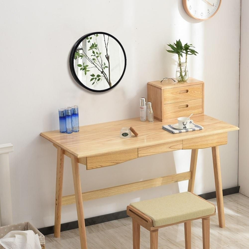 USB Powered Makeup Mirror Moon Lamp 3 Lighting Colors & 4 Brightness Standing or Wall-mounted with Wooden Frame Table Desk Ornament Light
