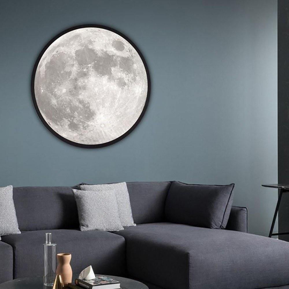 USB Powered Makeup Mirror Moon Lamp 3 Lighting Colors & 4 Brightness Standing or Wall-mounted with Wooden Frame Table Desk Ornament Light
