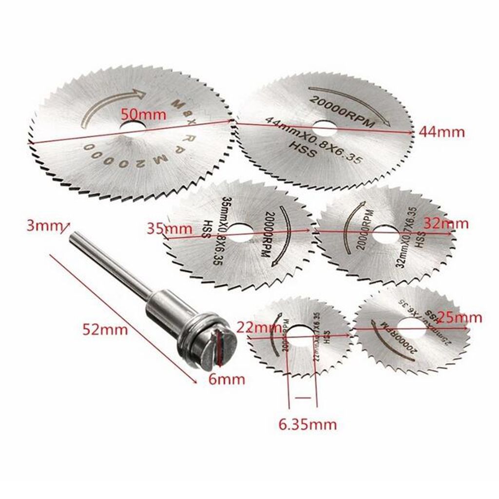 1/8" Shank High Speed Steel HSS Mini Circular  Blades Set DIY Disc