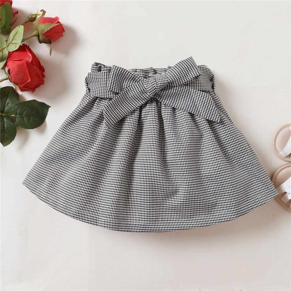 Baby Girl Fashion Summer Outfit Set Bubble Blouse Plaid Skirt