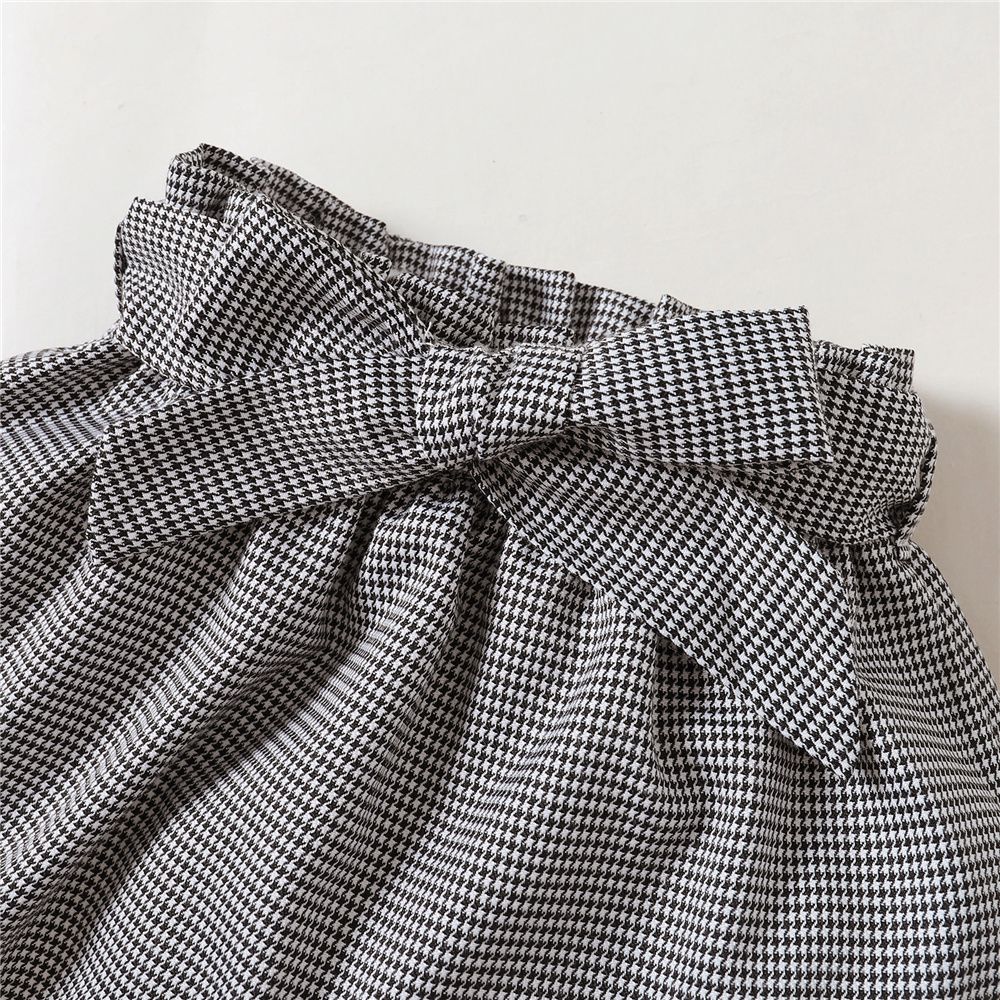 Baby Girl Fashion Summer Outfit Set Bubble Blouse Plaid Skirt