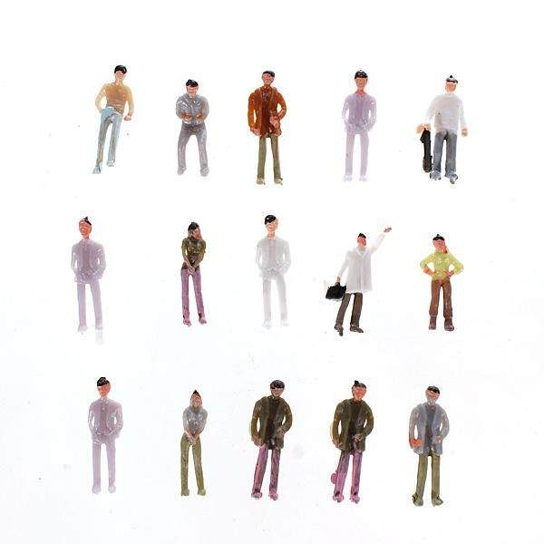 100pcs OO Scale 1:75 Mixed Painted Figure People Models Train Street Passenger