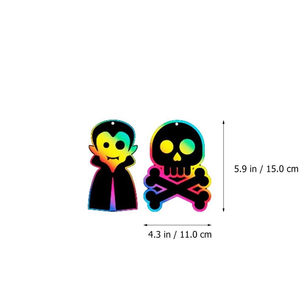 60 Pcs Colorful Halloween Scratch Child Toddlers Toys Boy Wooden Stick Party Paper