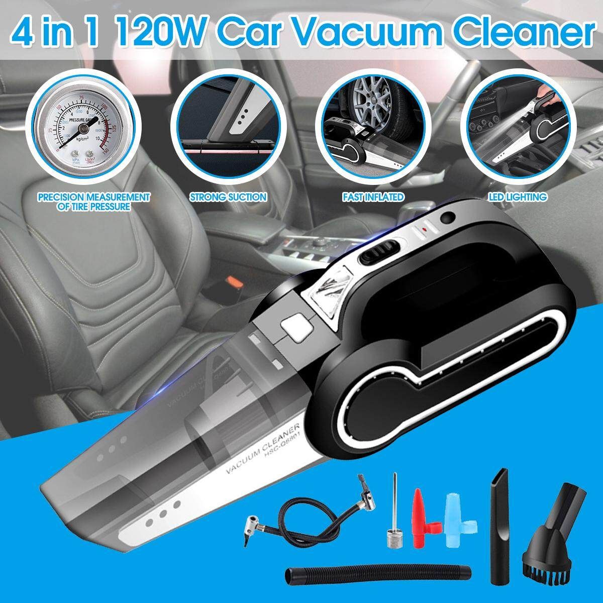 120W 12V 4in1 Portable Car Vacuum Cleaner Handheld Super Suction Vaccum Cleaner -- Black Black