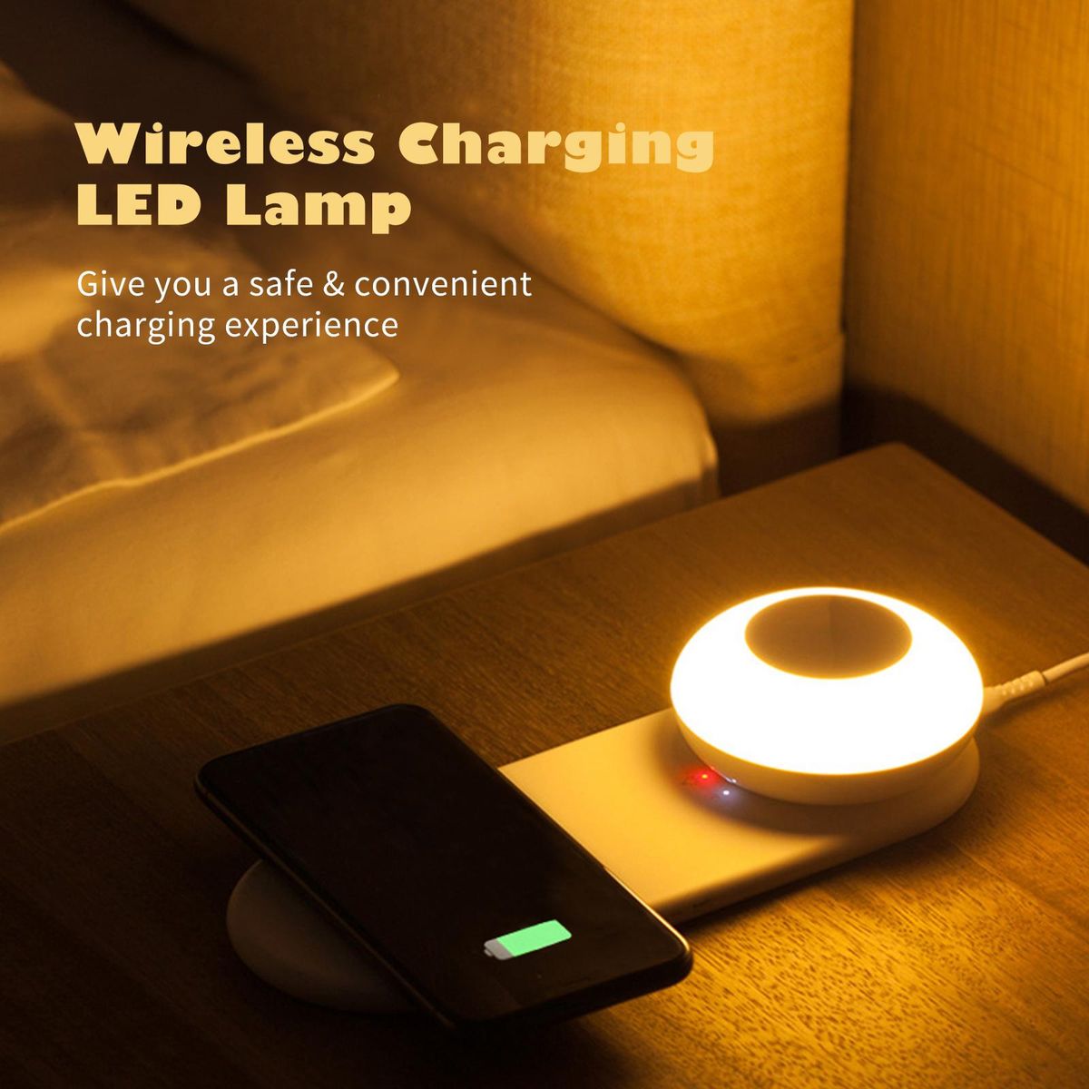 Wireless Charging LED Night Light LED Desk Lamp Touch Control Night Light with Wireless Charger Separate Magnetic LED Bedside Lamp for Mobole Phone
