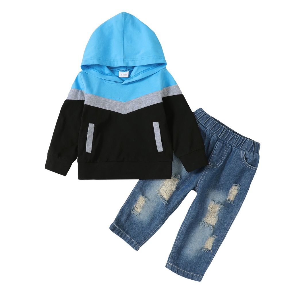 1-5 Years Kids Boy Long Sleeve Hoodie Shirt+Jeans