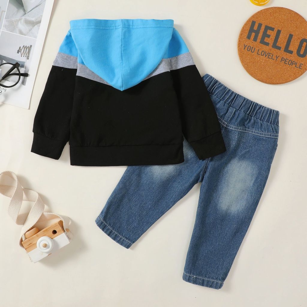 1-5 Years Kids Boy Long Sleeve Hoodie Shirt+Jeans
