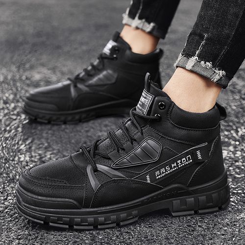 Men Warm Snow Boot Winter Hiking Boots（Black）