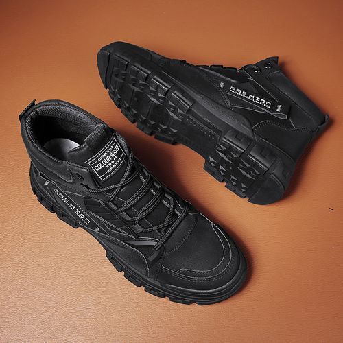 Men Warm Snow Boot Winter Hiking Boots（Black）