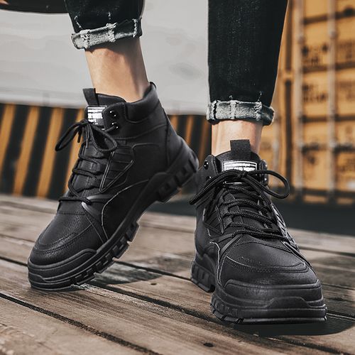 Men Warm Snow Boot Winter Hiking Boots（Black）