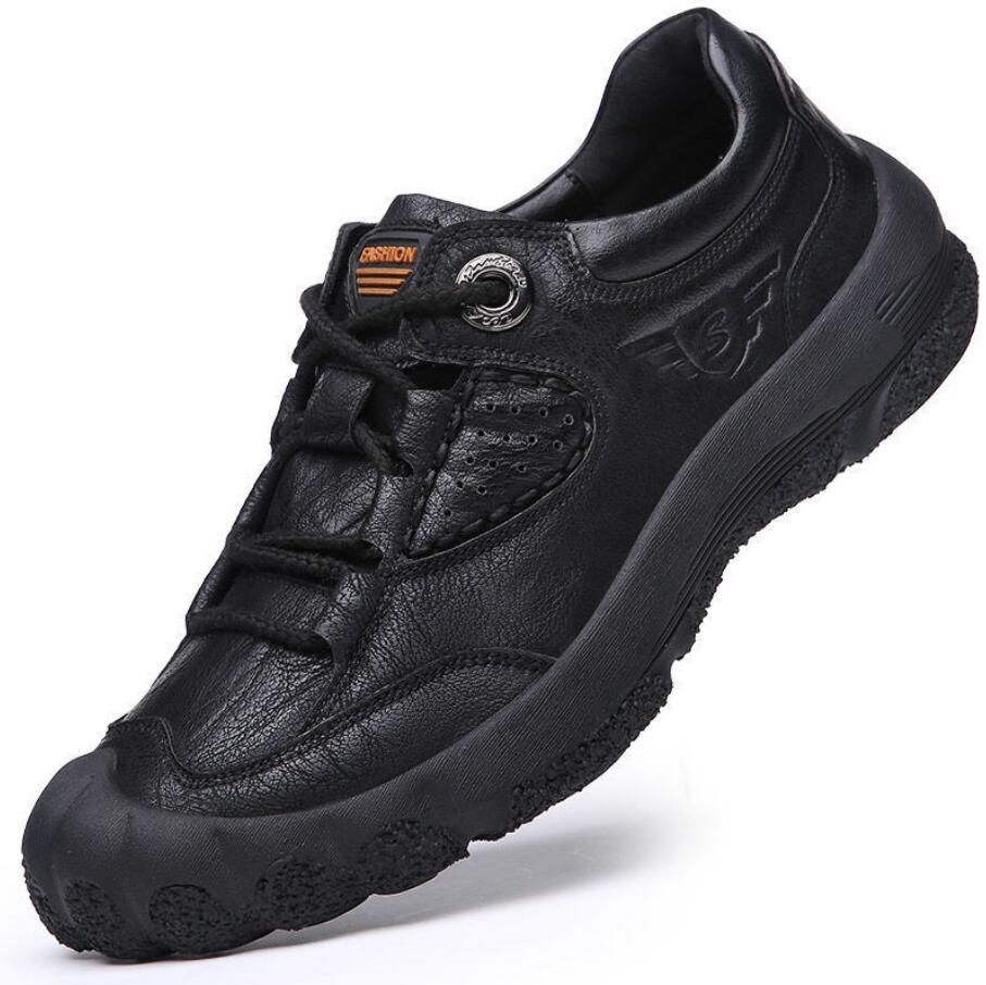 Brand Men Spring Hiking Shoes Waterproof Genuine Leather Sneakers Super Warm Men Ankle Boots Outdoor Male Hiking Boots Work Shoe-Black No Keep Warm