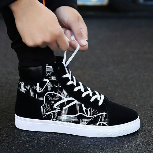 Men's Fashion Sneakers High-top Boots -Black/White