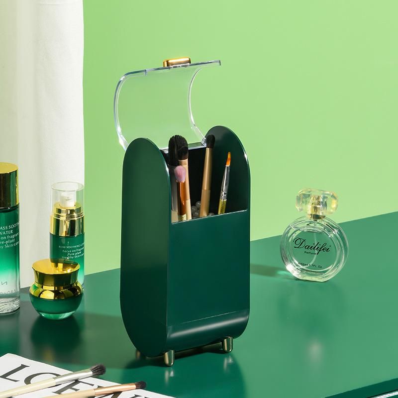 Self-Designed Transparent and Dustproof Makeup Brush Cylinder Dresser Table Eyeliner Eyebrow Pencil Makeup Brush Storage