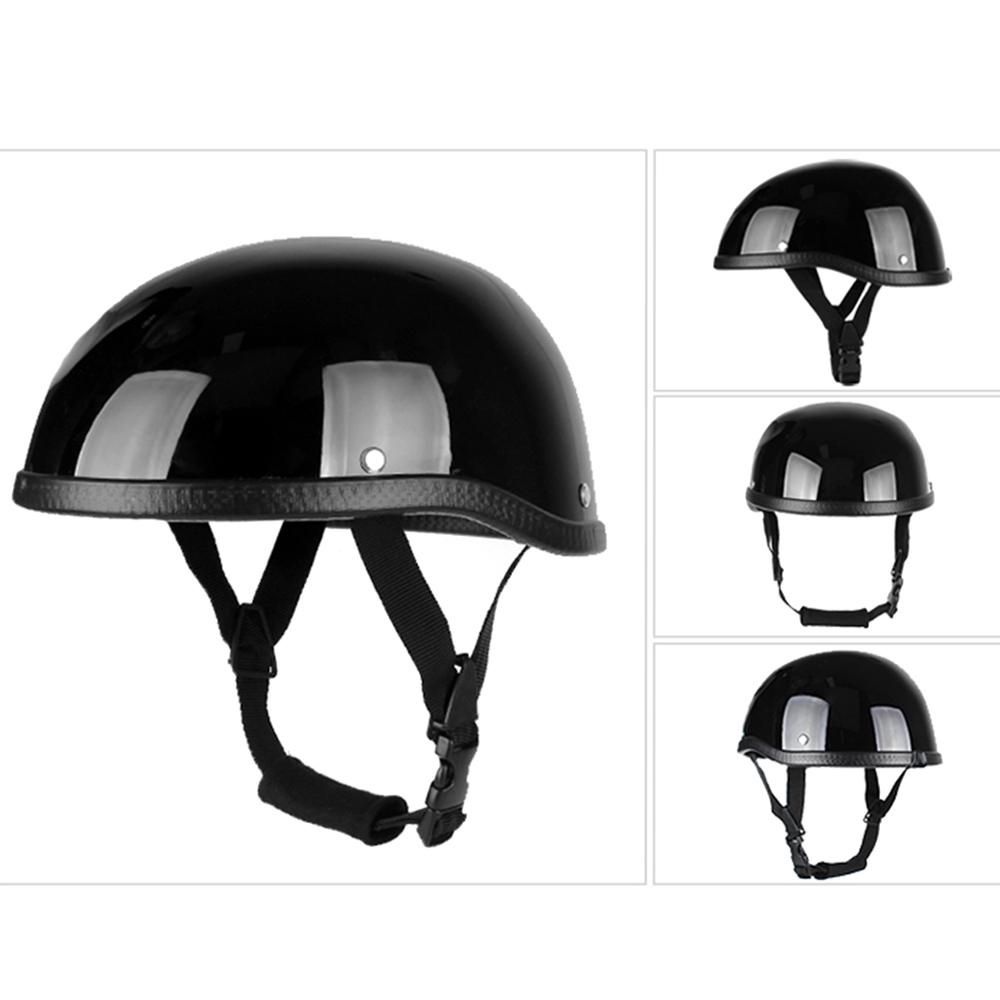 Retro Style Motorcycle Half Helmet ABS+Cotton Plastic Cap- Bright Black for Motorcyclist Biker Ridder(One Size)Universal Washable