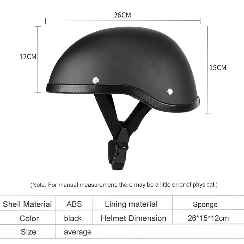 Retro Style Motorcycle Half Helmet ABS+Cotton Plastic Cap- Bright Black for Motorcyclist Biker Ridder(One Size)Universal Washable