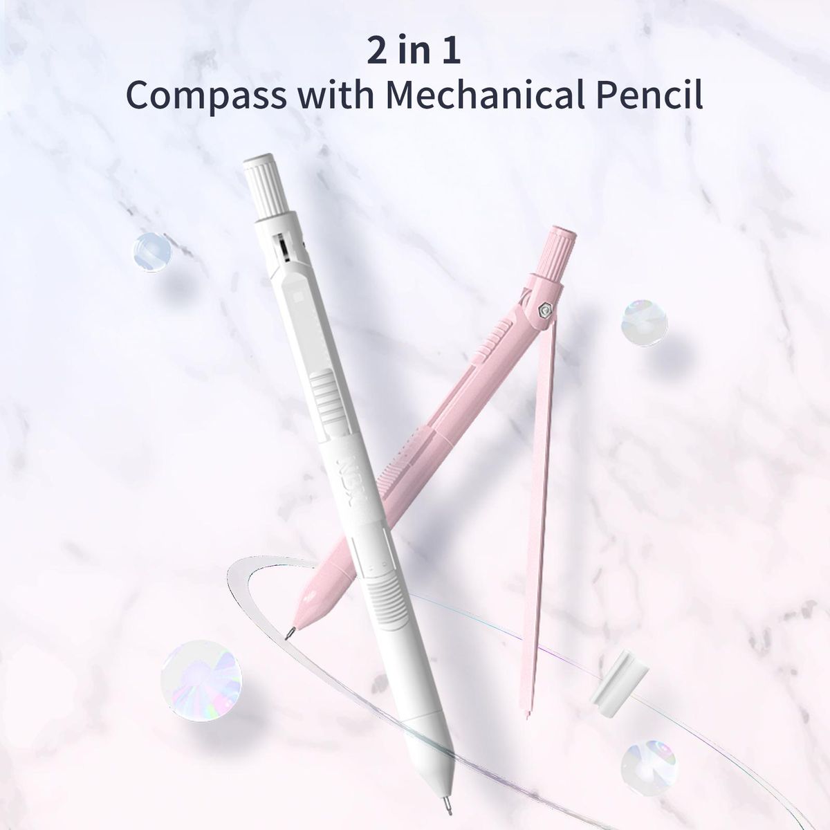 NBX Professional Compass with Mechanical Pencil Math Geometry Drawing Tools with 10pcs 0.7mm Leads Stationery Supplies for Students Teachers Designers Workers