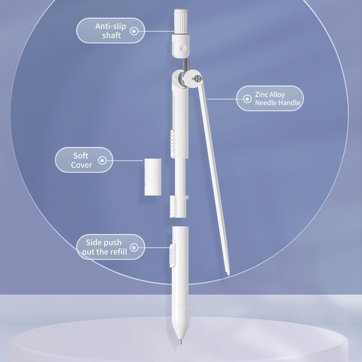 NBX Professional Compass with Mechanical Pencil Math Geometry Drawing Tools with 10pcs 0.7mm Leads Stationery Supplies for Students Teachers Designers Workers