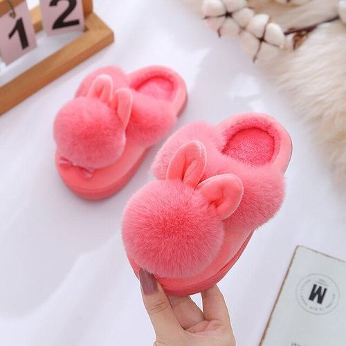 Kids Winter Slippers Infant Baby Fur Ball Soft Slippers