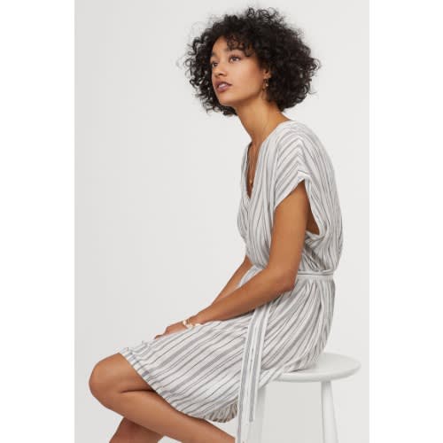 V-neck Dress With Tie Belt