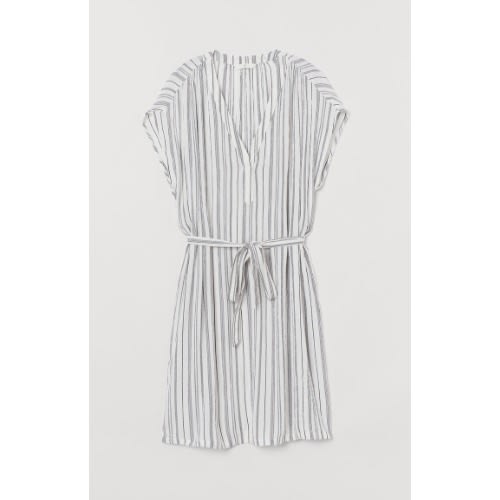 V-neck Dress With Tie Belt