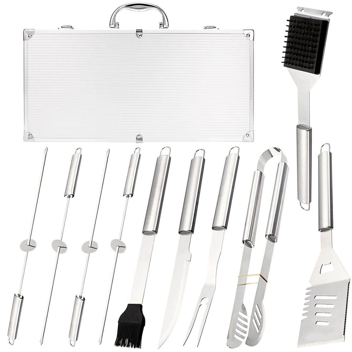 10/18/26 Pcs BBQ/Grilling Tool Set Stainless Steel With Aluminum Storage Case 10 Piece Set