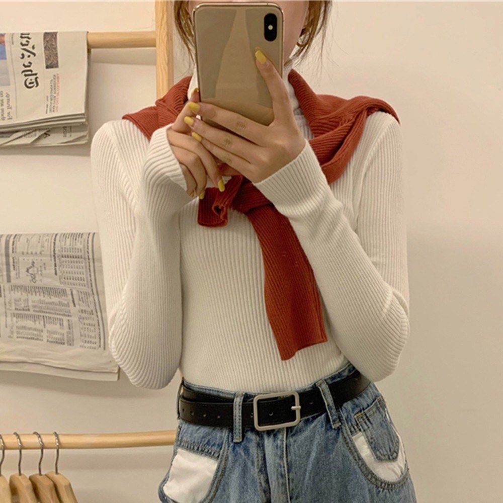 Fashion Women Autumn Winter Knitted Sweater Ribbed Long