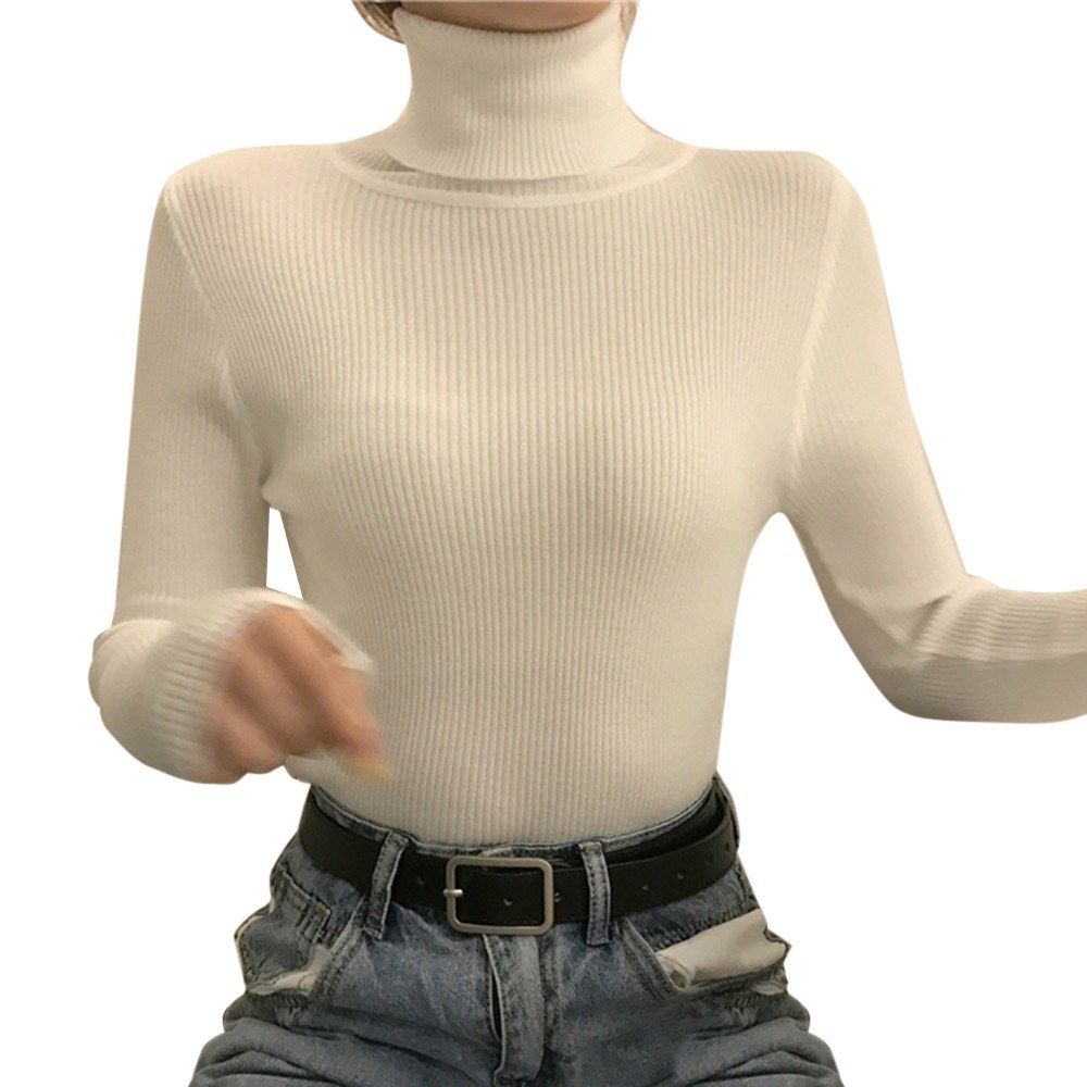 Fashion Women Autumn Winter Knitted Sweater Ribbed Long