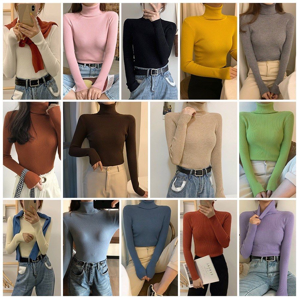 Fashion Women Autumn Winter Knitted Sweater Ribbed Long