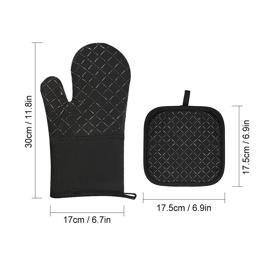 Oven Mitts and Pot Holders 4pcs Set Heat Resistant Oven Gloves and Hot Pads Potholders for BBQ Kitchen Baking Cooking Grilling
