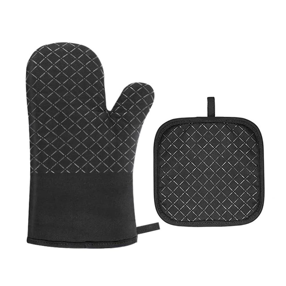 Oven Mitts and Pot Holders 4pcs Set Heat Resistant Oven Gloves and Hot Pads Potholders for BBQ Kitchen Baking Cooking Grilling