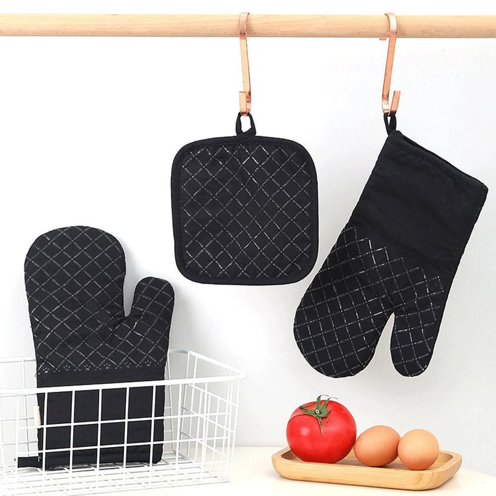 Oven Mitts and Pot Holders 4pcs Set Heat Resistant Oven Gloves and Hot Pads Potholders for BBQ Kitchen Baking Cooking Grilling