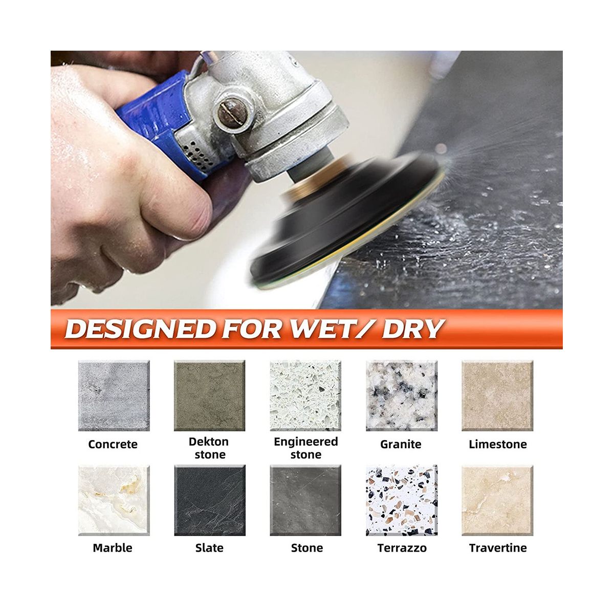 Polishing Pads with M10 Backer Pad, 18PCS Grit Wet/Dry Polish Pad Kit