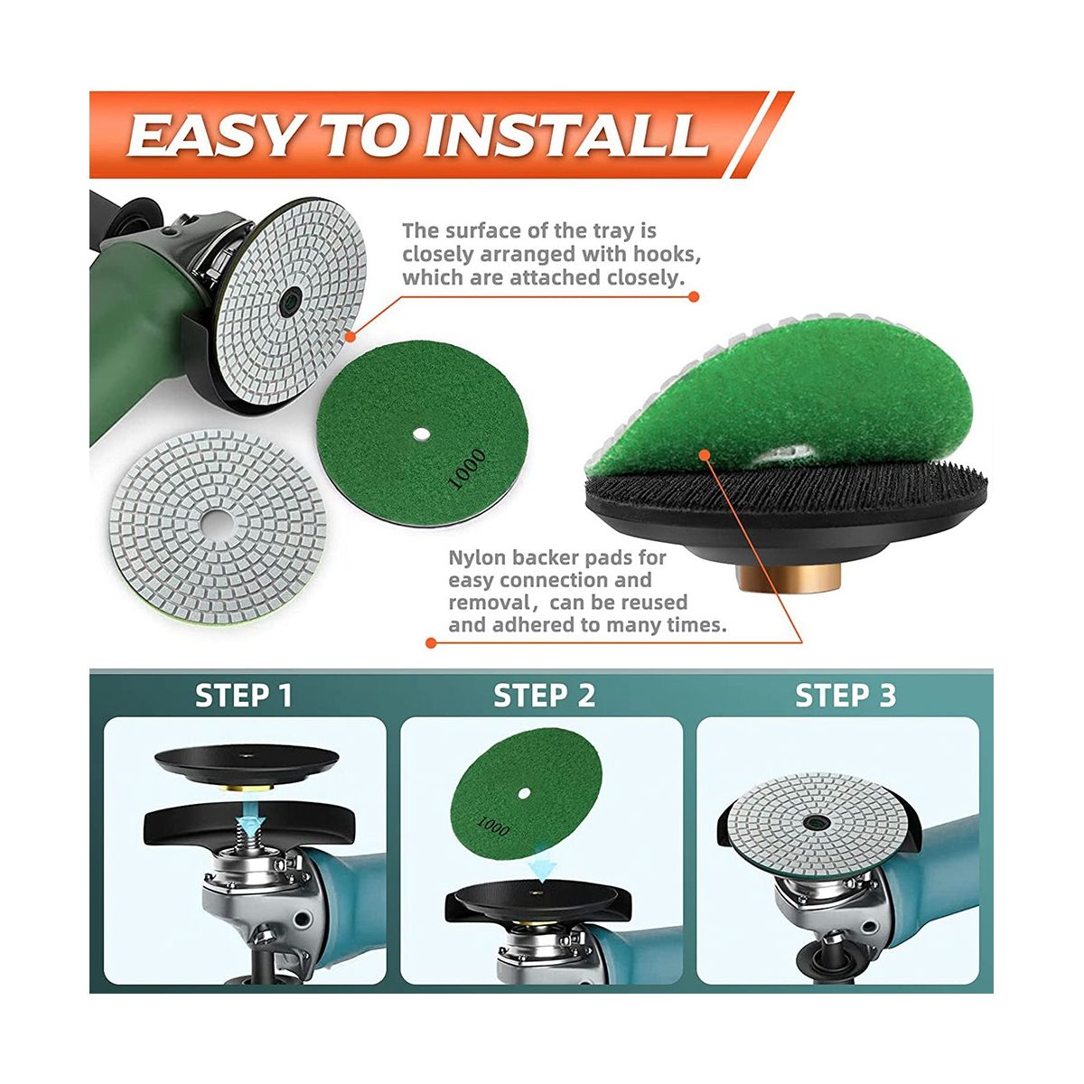 Polishing Pads with M10 Backer Pad, 18PCS Grit Wet/Dry Polish Pad Kit