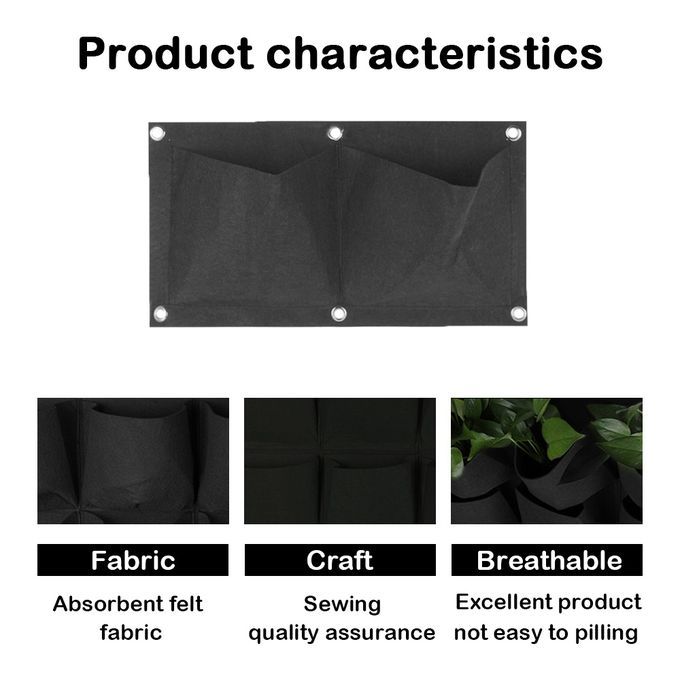 Plants Grow Bags Wall Mount Planter For Yard Garden Home-Black&2